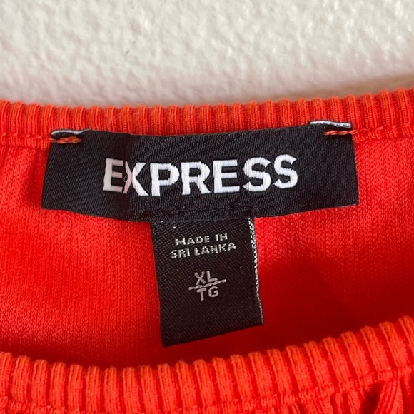 Express red orange ruffle off the shoulder ribbed bodysuit XL - Picture 6 of 8